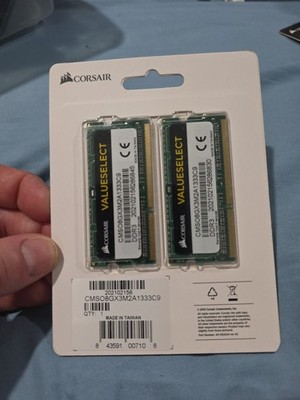 NEW Corsair Value Select Laptop Memory RAM DDR3 8GB Kit CMS08GX3M2A1333C9