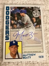 2019 Update 1984 Topps Baseball Matt Beaty Matthew #84A-MBE Auto LA Dodgers