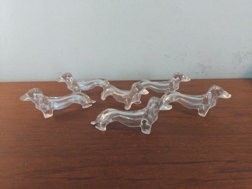 REPOSACUCHILLOS VINTAGE FRANCÉS LUCITE DACHSHUND, PERROS X6 - Imagen 2 de 13