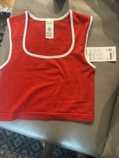 Athleta Crop Tank Red New With Tag Renew Seamless Novelty Tipped Crop Small