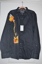 NWT 258.00 Robert Graham Mens On Ice Whiskey Skull Buttondown Black Size 3XL