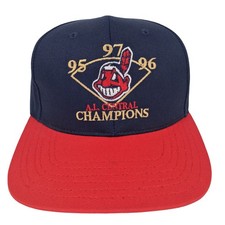 Cleveland Indians Vintage Snapback Hat 90s Chief Wahoo AL Central Champs MLB Cap