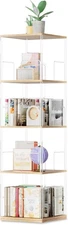 360° Rotating Bookshelf, 4-Tier Spinning 4 Tier Square (U Shaped Rods), Clear 