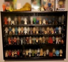 Action Figure Display Case 3.75" Figurine Adjustable Shelves Wood Holder Cabinet