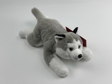 FAO Schwarz Husky Dog Lying Stuffed Animal Plush Adopt A Pet 15  Soft Toy