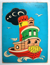 Connor Toy Wooden Puzzle 8T Tubby The Tugboat Vintage Wood Tray 10 Pieces