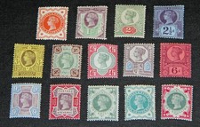GB QV 1887 Jubilee set of 14 from SG197-214 Fine Mint Hinged MH both 1/-
