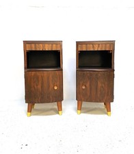 Pair of Vintage Mid 20th Century Modernist Art Deco Walnut Bedside Cabinets