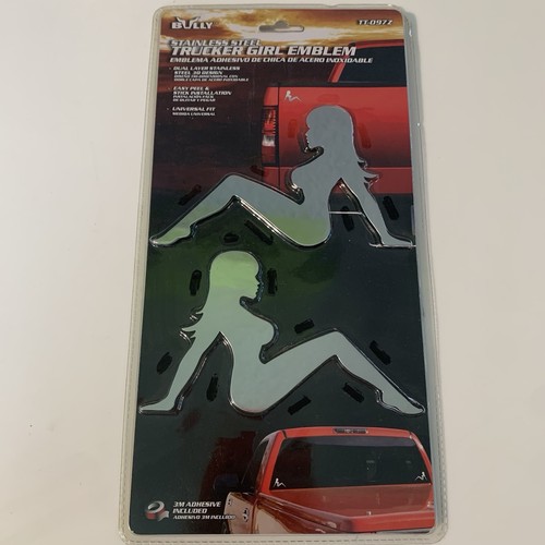 Trucker Girl 2 Pack Stainless Steel Emblem 3D Stick On Chrome Decal NEW