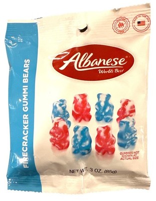 3oz Mini Bag Albanese Firecracker Gummi Bears 4th of July Red White & Blue Candy