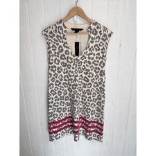 Marc by Marc Jacobs Dress Womens Grey Leopard Print Red Stripe Cotton M M1131640