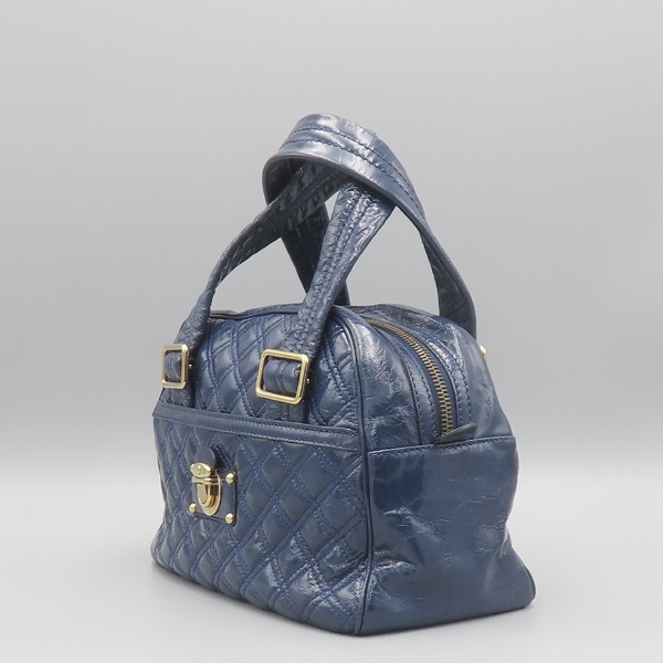 Marc Jacobs Blue Patent Quilted Tote Bag