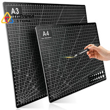 2 Pcs Large Cutting Mat Self Healing,Double Sided,Grid Line A3 A4, Black