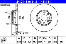 2x Bremsscheibe ATE 24.0111-0141.1 für OPEL T98 CC ASTRA Caravan 16V F08 F48 F35