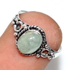 Decent Aquamarine 925 Silver Plated Ring US 7 Timeless Classic Design Trendy GW