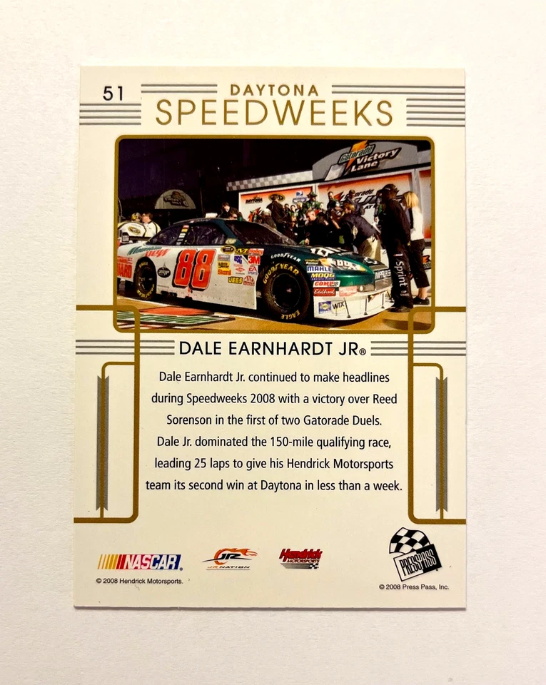 Dale Earnhardt Jr. NASCAR 2008 Press Pass Premium #51 Autographed Signed - Image 3 of 3