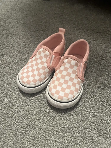 Scarpe slip on Vans bambina taglia 5c bianco rosa multicolore a scacchi