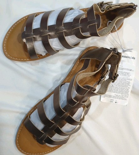 NEW Womens Size 10 Amazon Essentials Sandro Gladiator Flat Sandal Strappy BRONZE - Picture 2 of 11