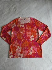 Talbots Floral Women  s Sweater Multicolored Cotton Rayon Size Medium