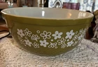 Vintage Pyrex Green Spring Blossom Crazy Daisy Mixing Bowl #403 2.5 Qt.