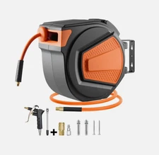 Retractable Air Hose Reel 3/8 IN x 65 FT Hybrid Enclosed Air Hose 300 PSI
