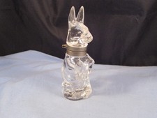 FIGURAL RABBIT HARE GLASS VINTAGE PERFUME SCENT COLOGNE LICQUER BOTTLE INKWELL