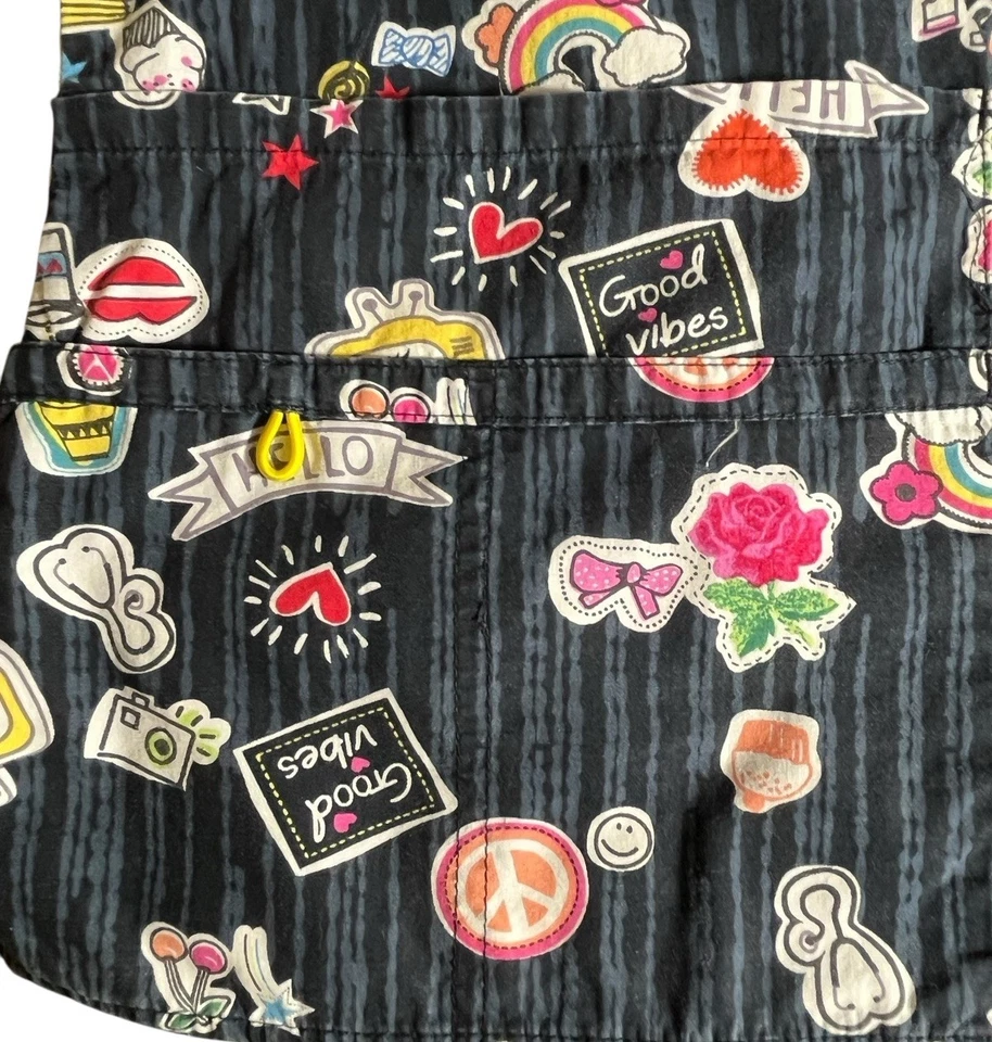 Scrub Top Plus Size 4X / 5X Black Cotton Blend Pockets Good Vibes - Image 4 of 4