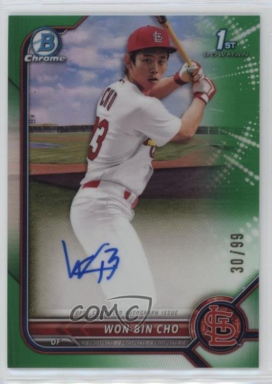 2022 Bowman Chrome Prospect Green Refractor 30/99 Won-Bin Cho #CPA-WC Auto 1d59