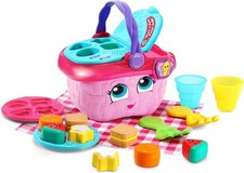 Shapes and Sharing Picnic Basket Toy Interactive Learning Set for Toddlers Pink