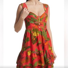 FARM Rio Red Tropical Print Mini Dress