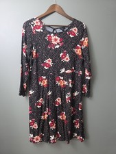 TORRID Black Floral Long Sleeve Midi Dress Black Red Floral Size 1 Goth