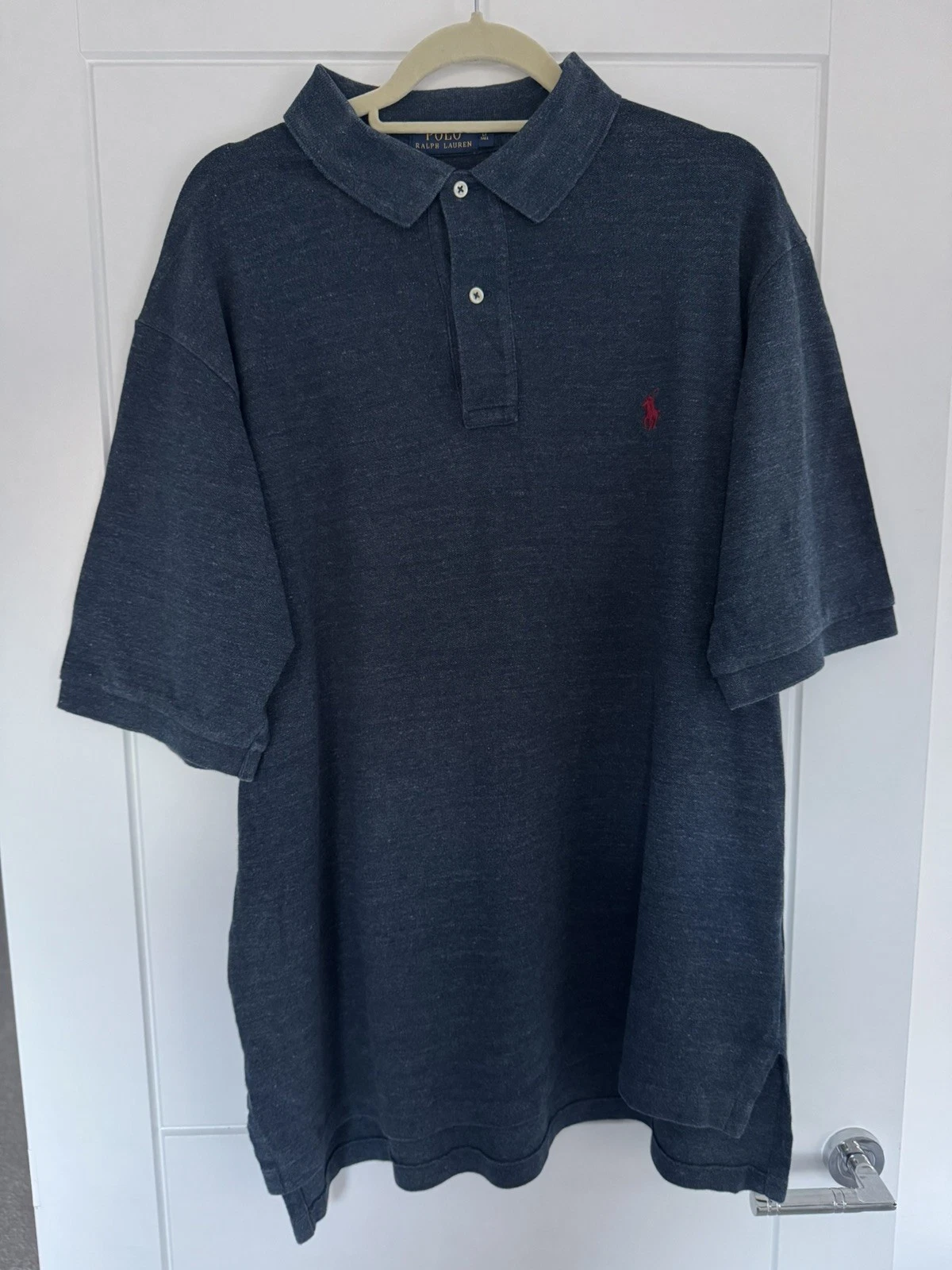 Polo Ralph Lauren Mens Polo Shirt Blue Marl Long Sleeve size Large Tall