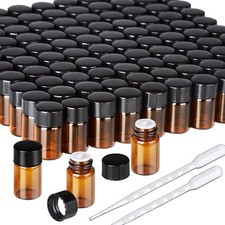 100Packs Essential Oil Bottles, Amber Glass Bottle, Essential Oil Bottle 2Ml ...