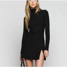 Reformation Black Long Sleeve Libra Knit Mini Dress Size Small
