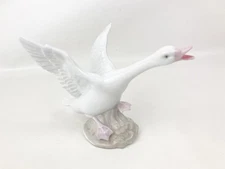 Vintage KPM German Goose In Flight Figurine Porcelain Soft Muted Colors