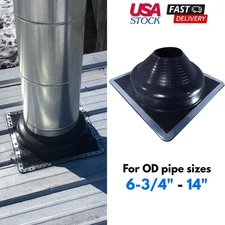 Round Base Pipe Flashing Roof Jack Stove Pipe Boot for OD Pipe Size 6-3/4" - 14"