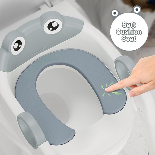 Foldable Toddler Potty Training Toilet Seat Potty Seat w/Steps Ladder Step Stool - Picture 4 of 16
