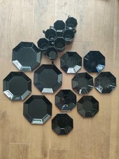 Kaffeeservice Arcoroc Octime 18teilig Vintage Glas Schwarz 80er