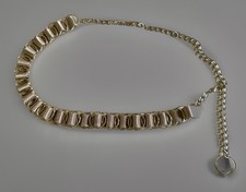 Vintage Chain Belt Silvertone Mesh Circles With Circle Dangle 60  s 70  s