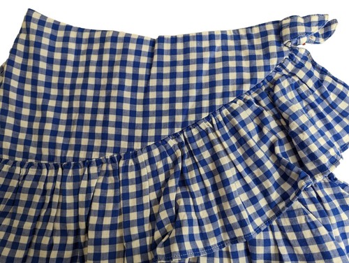 Cat and Jack Girl size 14 Blue White Check Gingham Ruffle Lined Skirt Whimsical - Picture 3 of 10