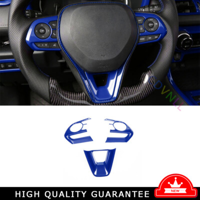 Steering Wheel Button Cover Trim 3PCS Fit For Toyota RAV4 2019-2022 Bright Blue