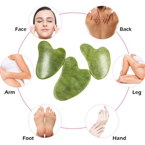 Jade Gua Sha Board Masaż ciała twarzy Naturalne narzędzie do skrobania Medycyna Chińska UK - Zdjęcie 5 z 9