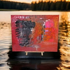 " Gallery Canvas" Original Abstract (See Video) Acrylic Painting 16x20 BlackRed