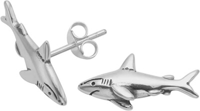 WILD THINGS -STERLING SILVER SHARK STUD EARRING