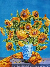 Needlepoint tapestry painted canvas 14.867 Flowers 18"x24" GobelinL