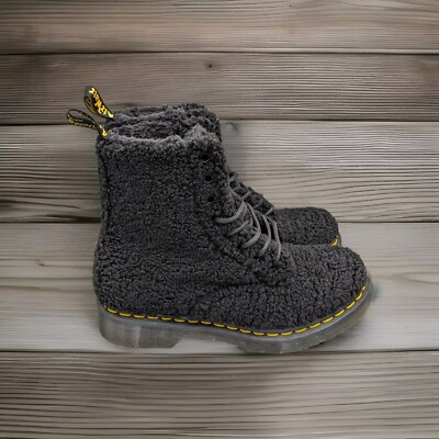 Dr. Martens 1460 Pascal Faux Shearling Boots Women s - Black Lux Borg NEW