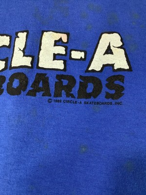 Vintage NOS 80s Circle-A Skateboards Blue T-Shirt California 