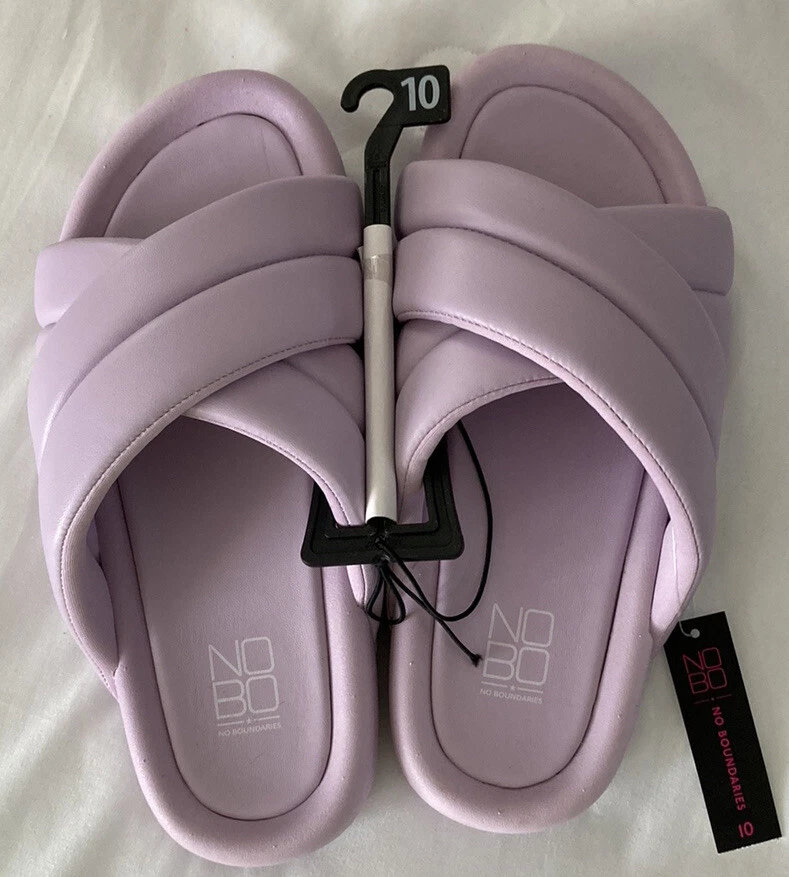 purple Slides womens sandals shoes nobo size 10 soft X Band comfy