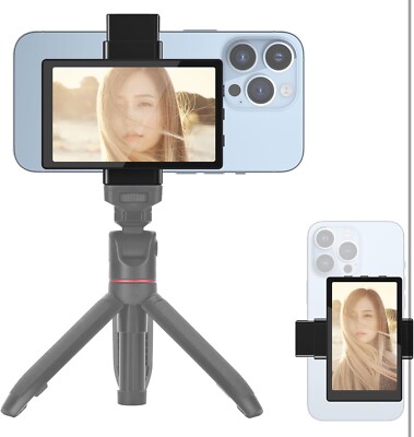 Newmowa Phone Vlog Selfie Monitor Screen, Magnetic Phone Holder Clip Mount Open