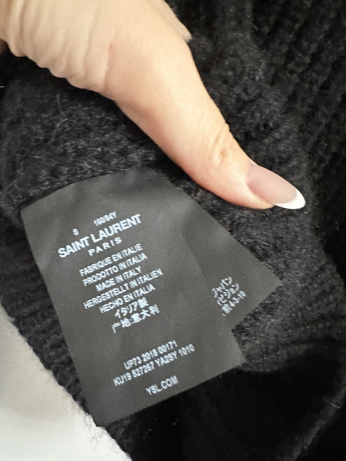 Maglione Saint Laurent Paris NERO SPESSO BIANCO DETTAGLI SHEARLING taglia S